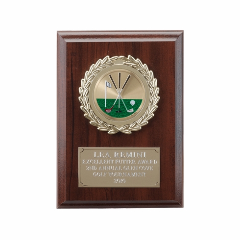 5 X 7 INCH PLAQUE WITH GOLD PLATE, PLASTIC WREATH TAKES INSERT