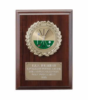 5 X 7 INCH PLAQUE WITH GOLD PLATE, PLASTIC WREATH TAKES INSERT