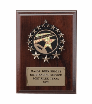 5 X 7 INCH PLAQUE WITH GOLD PLATE, STARS WREATH TAKES INSERT