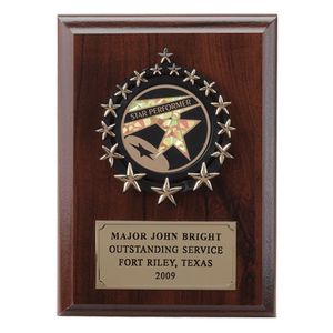 5 X 7 INCH PLAQUE WITH GOLD PLATE, STARS WREATH TAKES INSERT