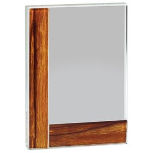 5 x 7 INCH RECTANGULAR OPTICAL CRYSTAL AWARD WITH WOOD EDGE