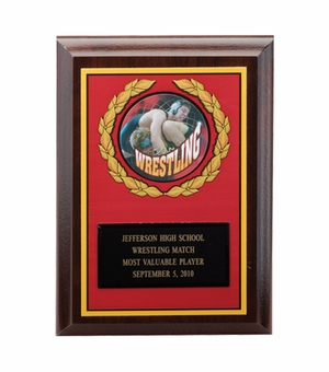 5 X 7 INCH RED DIGITAL PHOTO PLAQUE WITH BLACK ENGRAVING PLATE TAKES MYLAR