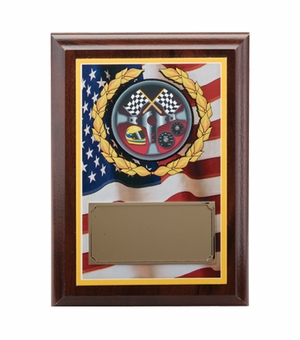 5 X 7 INCH U.S. FLAG DIGITAL PHOTO PLAQUE WITH GOLD ALUMINUM ENGRAVING PLATE TAKES MYLAR