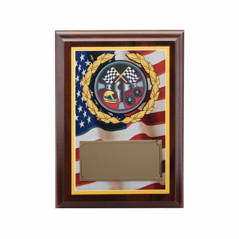 5 X 7 INCH U.S. FLAG DIGITAL PHOTO PLAQUE WITH GOLD ALUMINUM ENGRAVING PLATE TAKES MYLAR