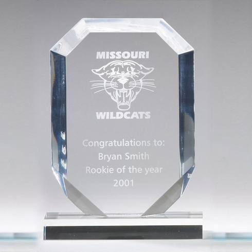 5" x 7" x 3/4" ARROWHEAD BLUE  ACRYLIC TROPHY POLISHED BEVELED EDGES