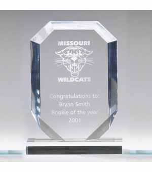 5" x 7" x 3/4" ARROWHEAD BLUE  ACRYLIC TROPHY POLISHED BEVELED EDGES