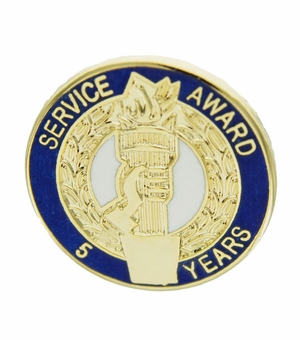3/4 Inch in Diameter 5 Year Service Award Pin without Crystal