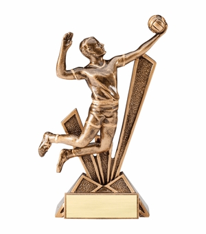 6 1/2 INCH ANTIQUE GOLD MALE VOLLEYBALL CHECK-MATE SERIES RESIN TROPHY