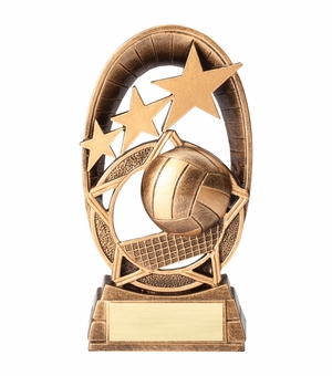 6 1/2 INCH ANTIQUE GOLD STAR GENERIC VOLLEYBALL RESIN TROPHY