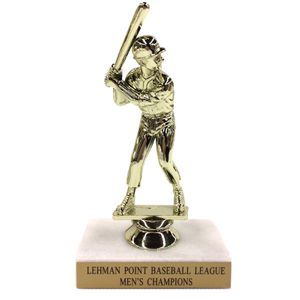 6-1/2 INCH BASEBALL TROPHY FIGURE ON MARBLE BASE