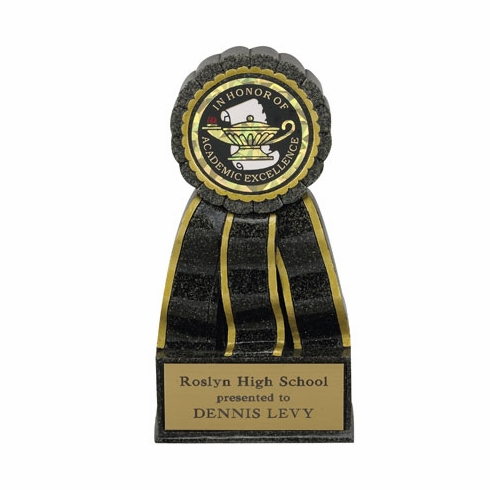 6-1/2 INCH BLACK STONE RESIN AWARD, TAKES 2 INCH INSERT
