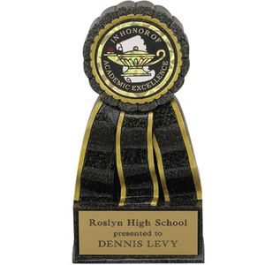 6-1/2 INCH BLACK STONE RESIN AWARD, TAKES 2 INCH INSERT