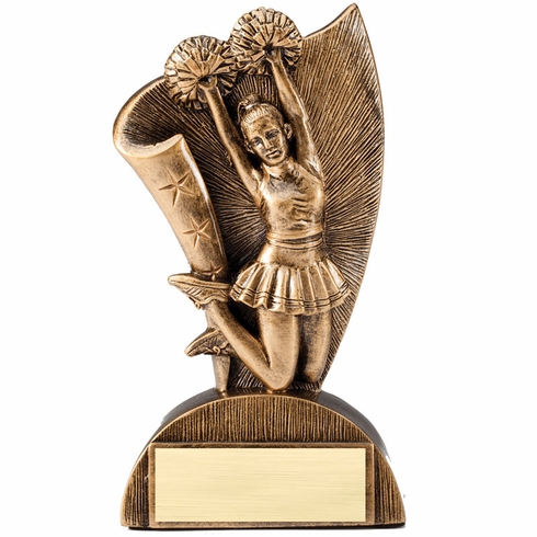 6-1/2 INCH CHEERLEADER FLAG RESIN TROPHY