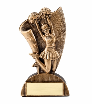 6-1/2 INCH CHEERLEADER FLAG RESIN TROPHY