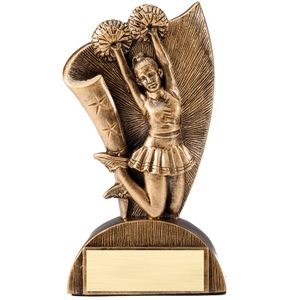 6-1/2 INCH CHEERLEADER FLAG RESIN TROPHY