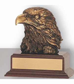 6-1/2 INCH EAGLE HEAD TROPHY, BRASS ELECTROPLATED