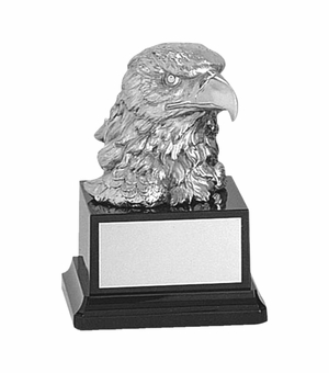 6-1/2 INCH EAGLE HEAD TROPHY, SILVER ELECTROPLATED