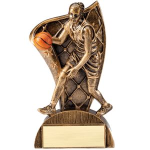 6-1/2 INCH FEMALE BASKETBALL FLAG RESIN TROPHY