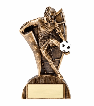 6-1/2 INCH FEMALE SOCCER FLAG RESIN TROPHY