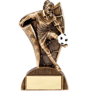 6-1/2 INCH FEMALE SOCCER FLAG RESIN TROPHY