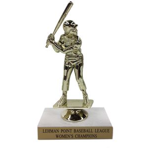 6-1/2 INCH FEMALE SOFTBALL TROPHY FIGURE ON MARBLE BASE