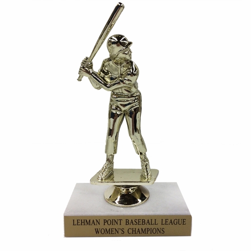 6-1/2 INCH FEMALE SOFTBALL TROPHY FIGURE ON MARBLE BASE