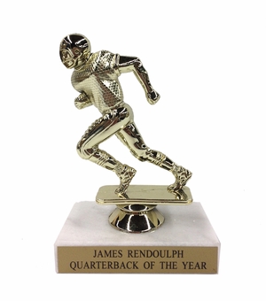 6-1/2 INCH FOOTBALL TROPHY FIGURE ON MARBLE BASE