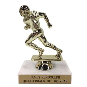 6-1/2 INCH FOOTBALL TROPHY FIGURE ON MARBLE BASE