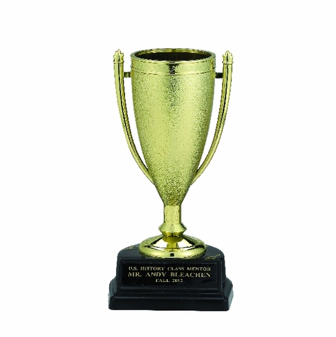 6-1/2 INCH GOLD CUP TROPHY, BLACK SYNTHETIC MARBLEIZED BASE