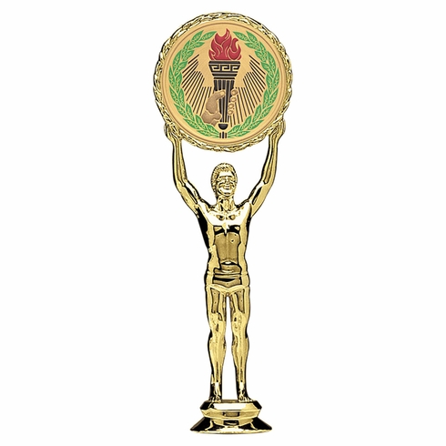 6-1/2 INCH GOLD PLASTIC MALE VICTORY TROPHY FIGURE-HOLDS 2 INCH INSERT