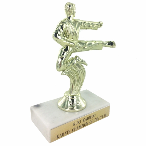 6-1/2 INCH KARATE TROPHY FIGURE ON MARBLE BASE