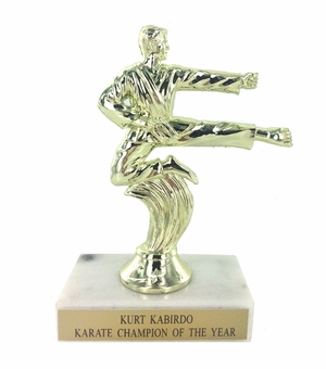 6-1/2 INCH KARATE TROPHY FIGURE ON MARBLE BASE