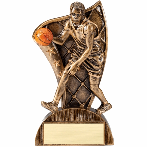 6-1/2 INCH MALE BASKETBALL FLAG RESIN TROPHY