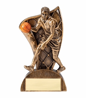 6-1/2 INCH MALE BASKETBALL FLAG RESIN TROPHY