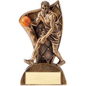 6-1/2 INCH MALE BASKETBALL FLAG RESIN TROPHY