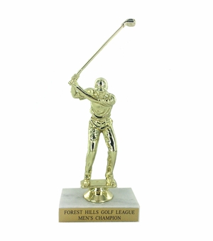 6-1/2 INCH MALE GOLFER TROPHY FIGURE ON MARBLE BASE