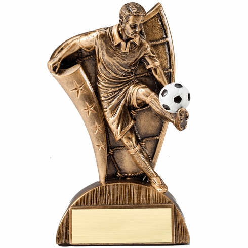 6-1/2 INCH MALE SOCCER FLAG RESIN TROPHY