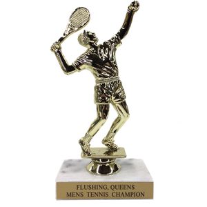 6-1/2 INCH MALE TENNIS TROPHY FIGURE ON MARBLE BASE