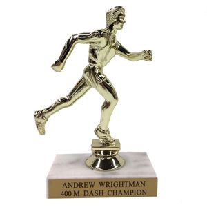 6-1/2 INCH MALE TRACK TROPHY FIGURE ON MARBLE BASE