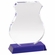 6-1/2 INCH OPTICAL CRYSTAL POLICE SHIELD ON BLUE CRYSTAL BASE