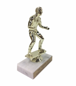 6-1/2 INCH WRESTLER TROPHY FIGURE ON MARBLE BASE