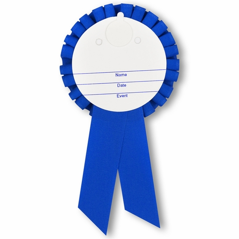  6-1/2 x 3 INCH BLUE ROSETTE RIBBON WITH 2 INCH "I GRADUATED FROM KINDERGARTEN!" MYLAR INSERT