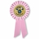  6-1/2 x 3 INCH PINK ROSETTE RIBBON WITH 2 INCH "I GRADUATED FROM KINDERGARTEN!" MYLAR INSERT