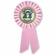 6-1/2 x 3 INCH PINK ROSETTE RIBBON WITH 2 INCH "I GRADUATED FROM PRESCHOOL!" MYLAR INSERT