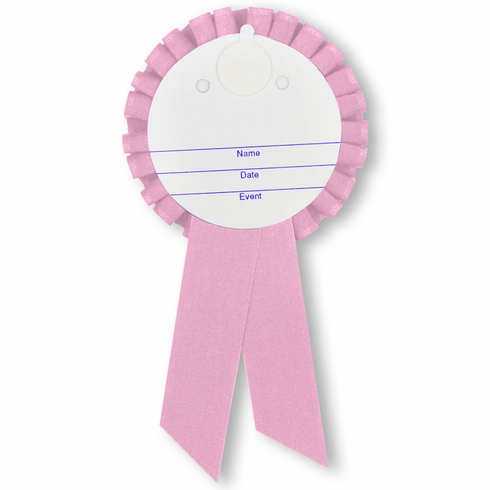 6-1/2 x 3 INCH PINK ROSETTE RIBBON WITH 2 INCH "I GRADUATED FROM PRESCHOOL!" MYLAR INSERT
