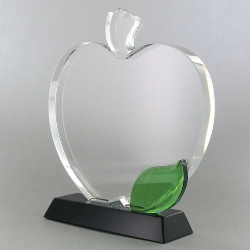 6-1/2 X 5-1/2 X 5/8 INCH APPLE SHAPE OPTICAL CRYSTAL