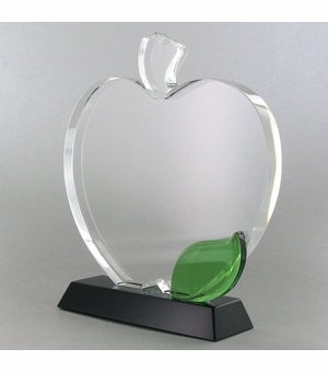 6-1/2 X 5-1/2 X 5/8 INCH APPLE SHAPE OPTICAL CRYSTAL