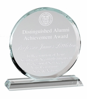6-1/2 x 6-1/2 INCH ROUND OPTICAL CRYSTAL AWARD