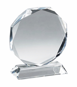6-1/2 x 7-/12 INCH OPTICAL CRYSTAL OCTAGON AWARD