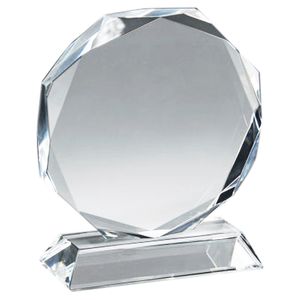 6-1/2 x 7-/12 INCH OPTICAL CRYSTAL OCTAGON AWARD